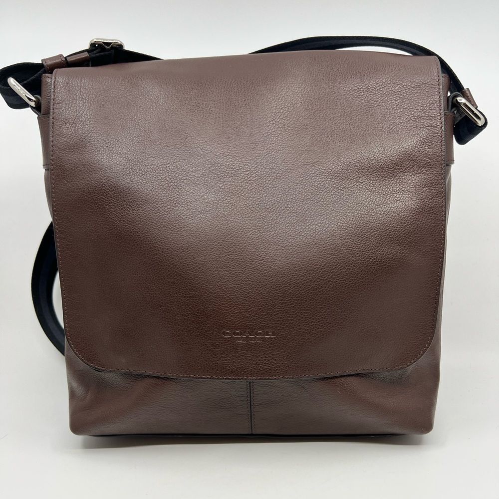 Coach Unisex Charles Brown Leather Crossbody Messenger Bag F72362